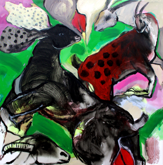 Mohammed Al Hawajri Black Goat, 2014 Acrylic on canvas 100X100 cm