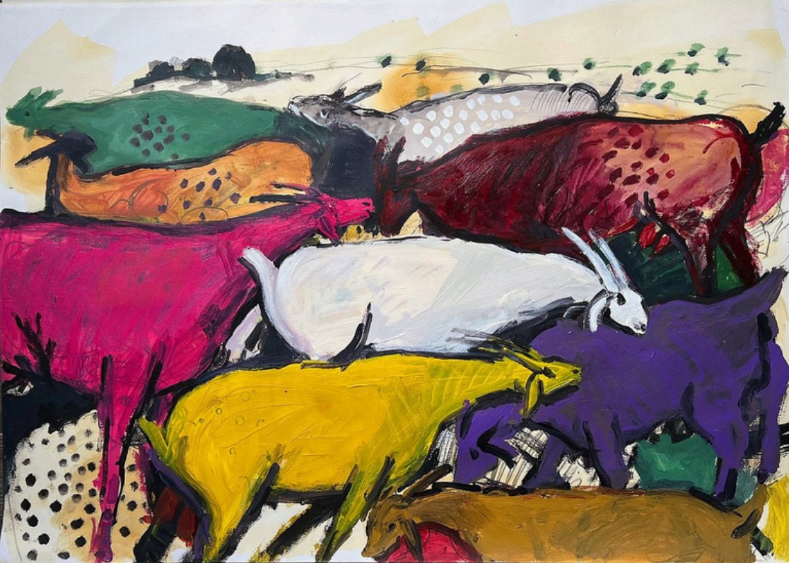 Mohammed Al Hawajri Animal Farm, 2014 Acrylic on paper 70X100 cm