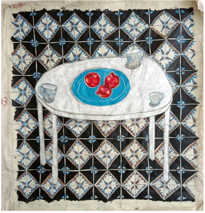 Asma Ghanem Roman, 2024 Acrylic and pastel on canvas 109 x 100 cm AVAILABLE