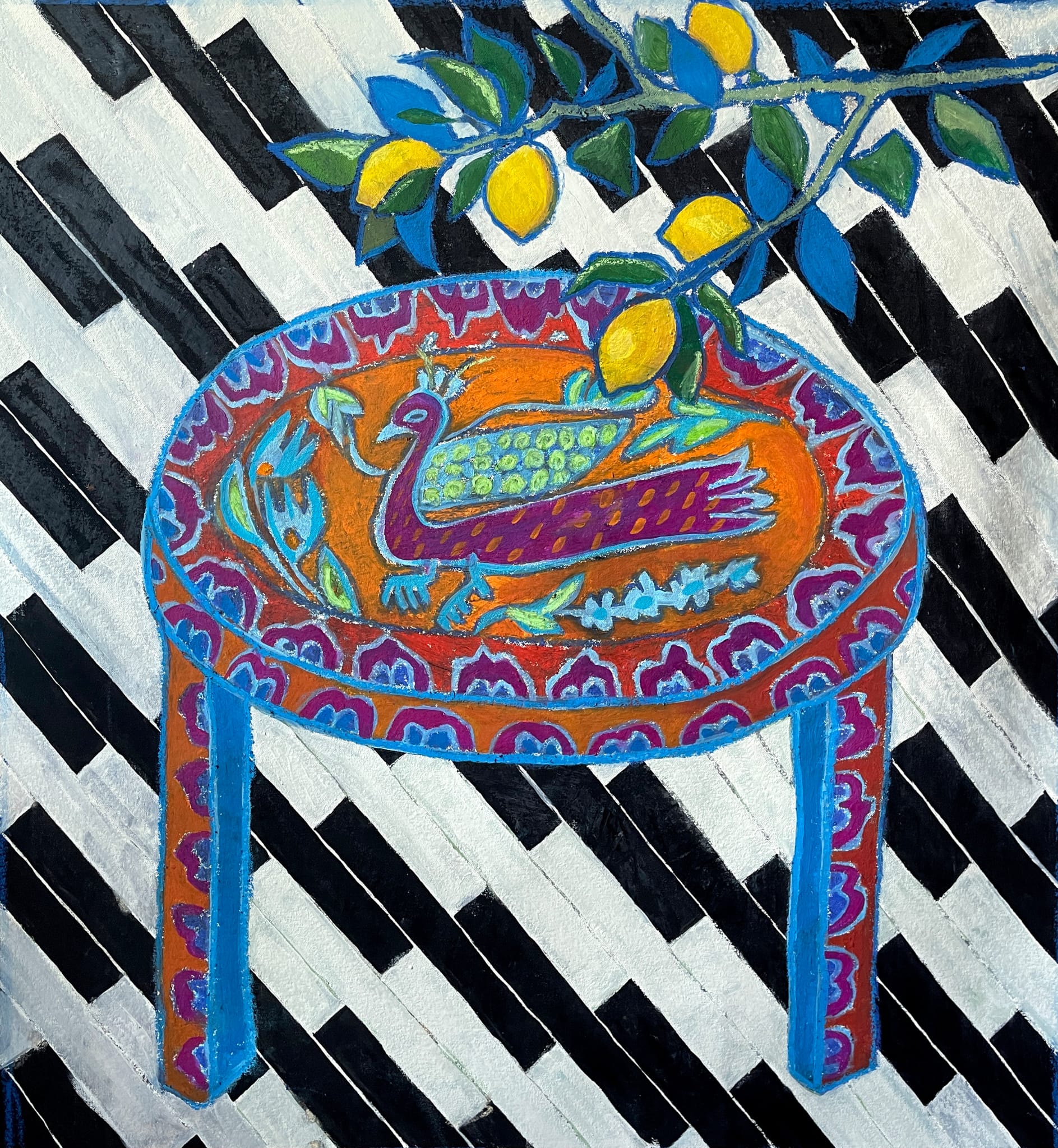 Asma Ghanem Yaffa’s Lemons, 2024 Acrylic & pastel on canvas 80 x 75 cm AVAILABLE