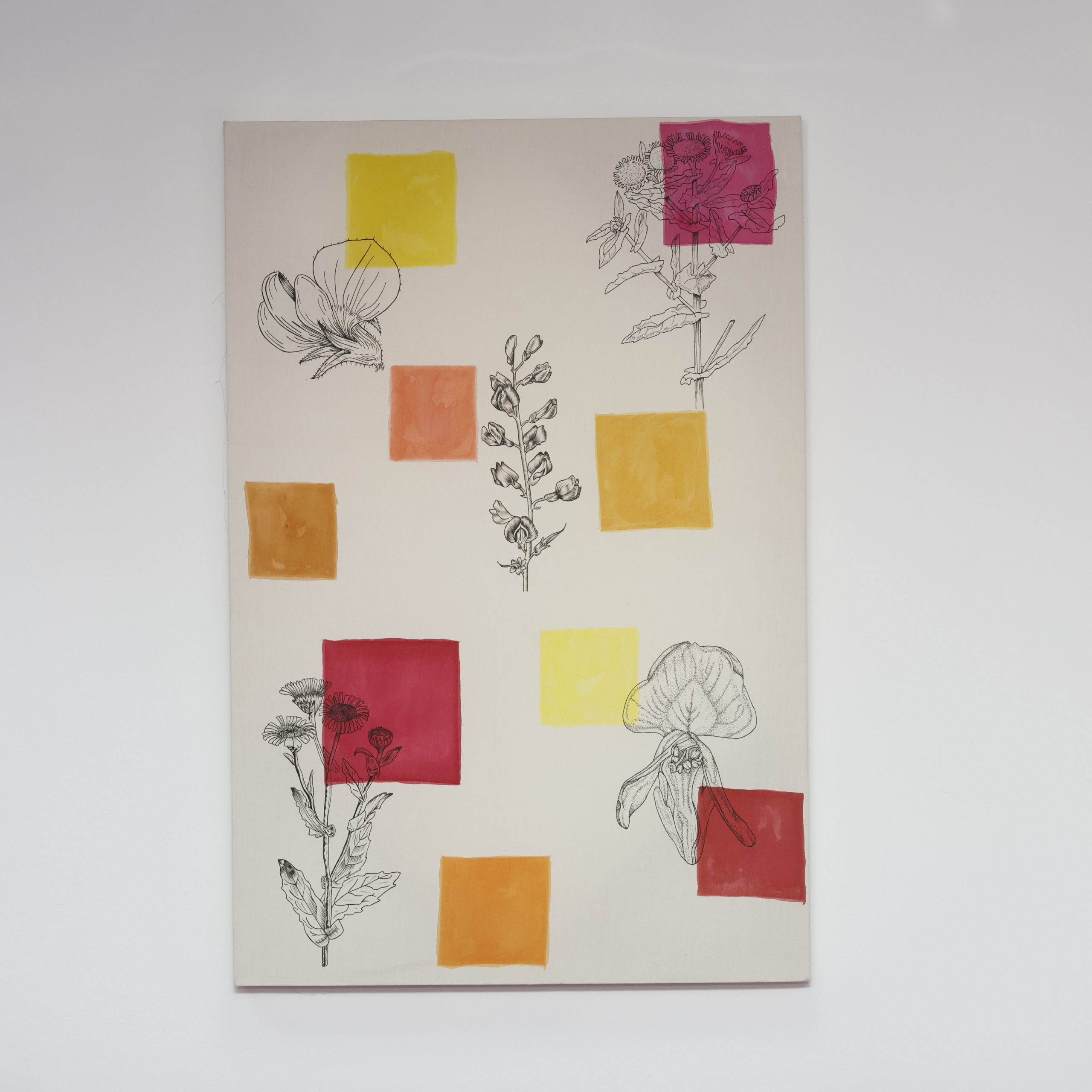 Mahra AlFalahi Title: The many colors of "النيلي "اللزج ومهتدي Year: 2024 Mediums: ink and fabric dye on natural cotton. Size: 91 cm x 61 cm