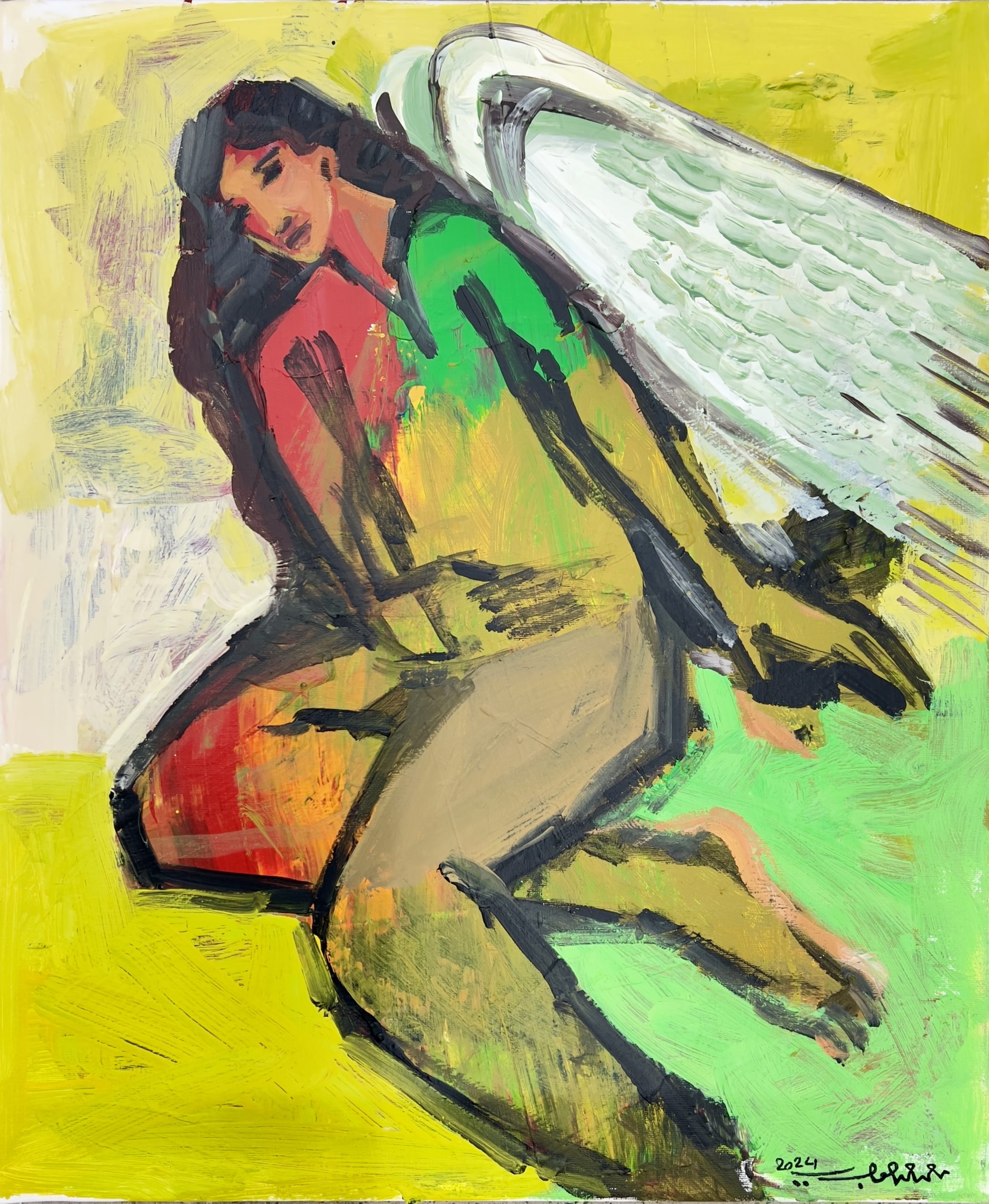 Mohammed Al Hawajri Angel Waiting, 2024 Acrylic on canvas 60X50 cm AVAILABLE