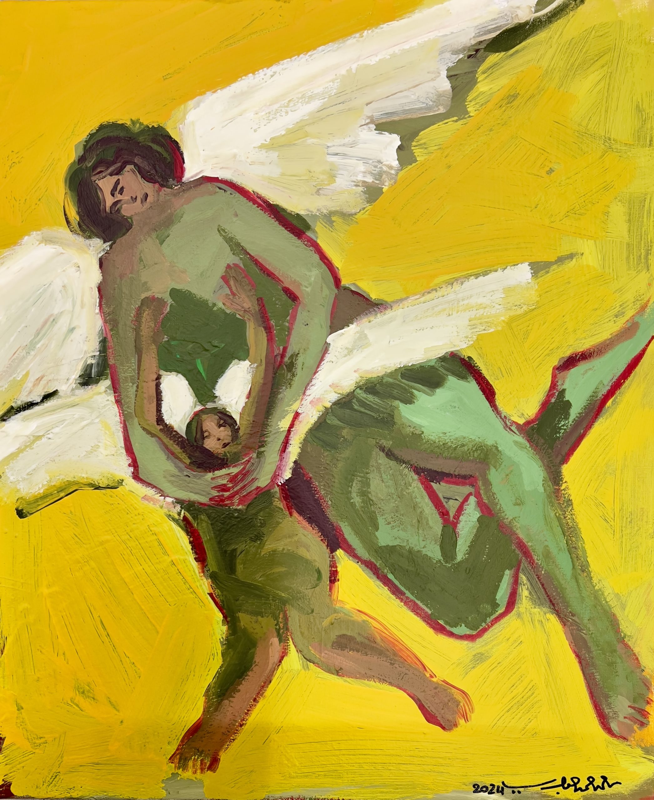 Mohammed Al Hawajri A Lesson in Flying, 2024 Acrylic on canvas 60X50 cm AVAILABLE