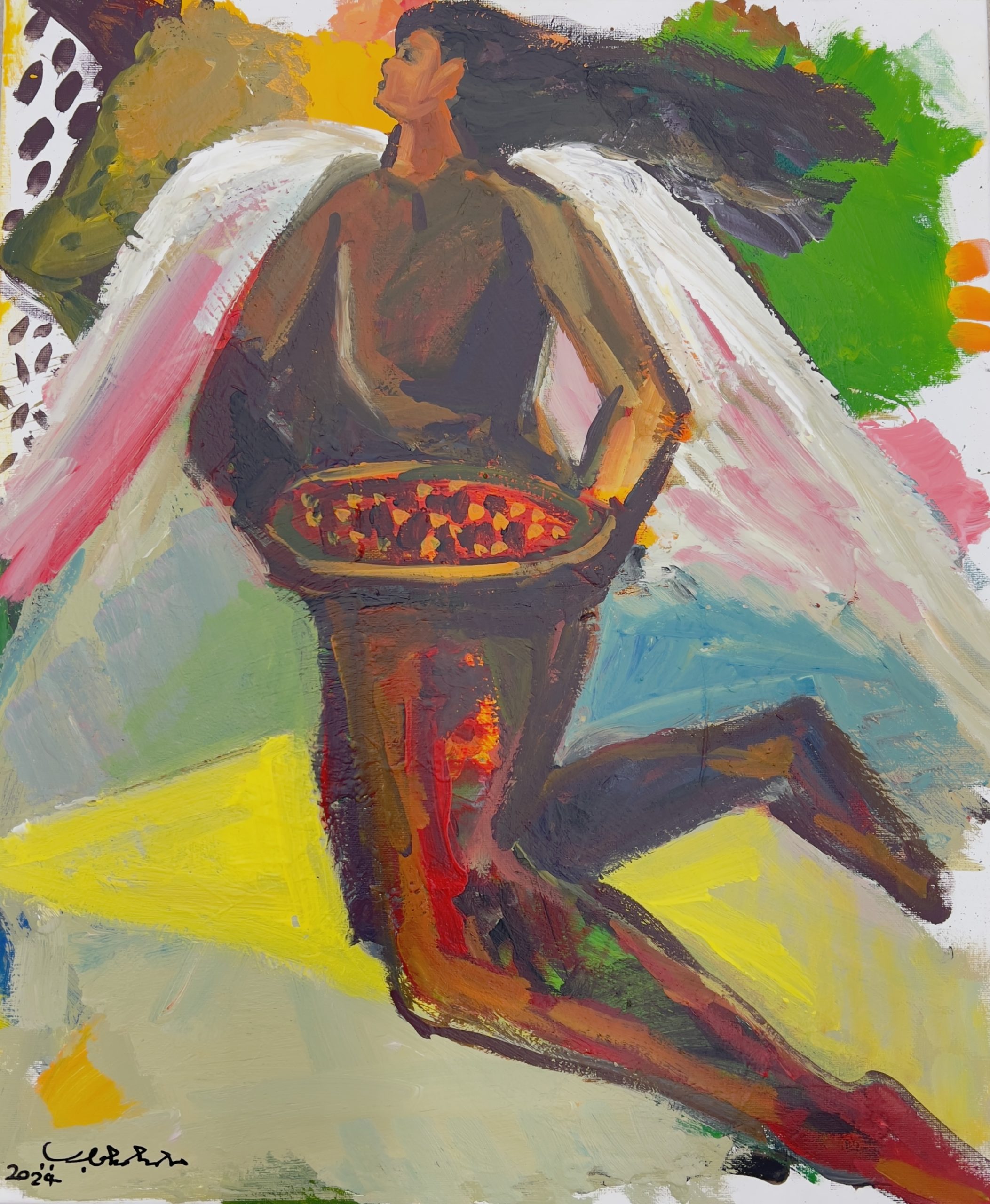 Mohammed Al Hawajri Angel Return, 2024 Acrylic on canvas 60X50 cm
