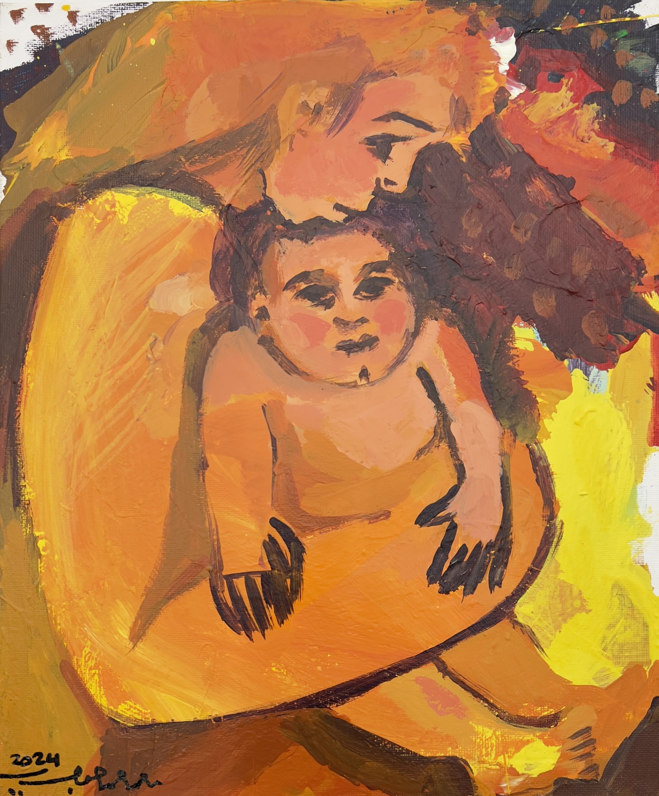 Mohammed Al Hawajri Maternity, 2024 Acrylic on canvas 35X25 cm