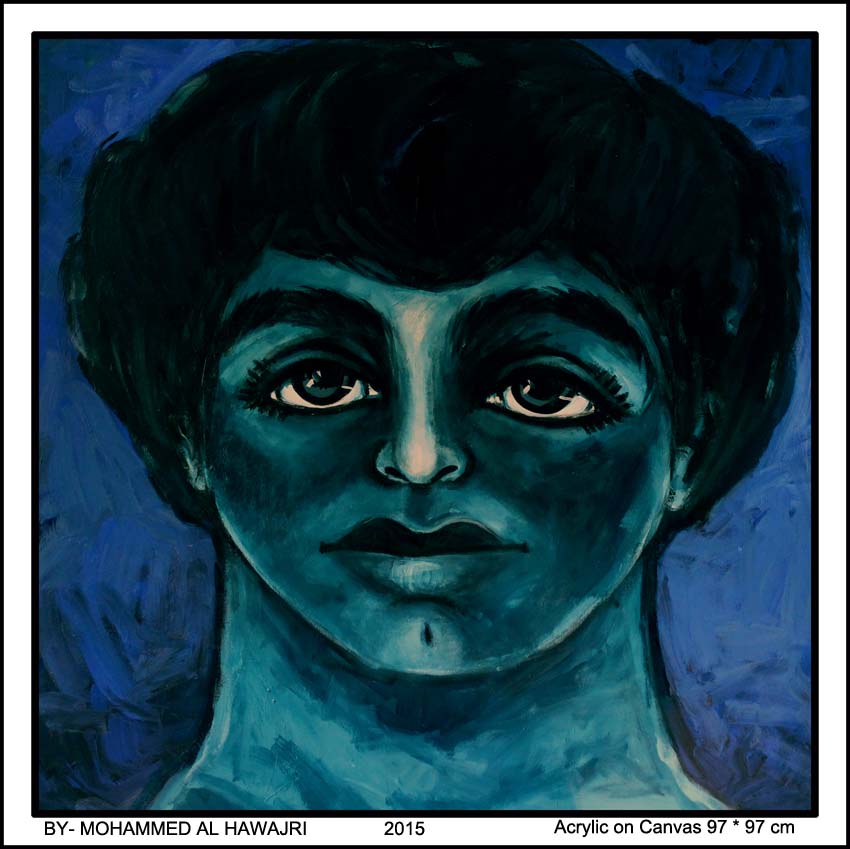 Mohammed Al Hawajri Blue Face, 2015 Acrylic on canvas 100X100 cm