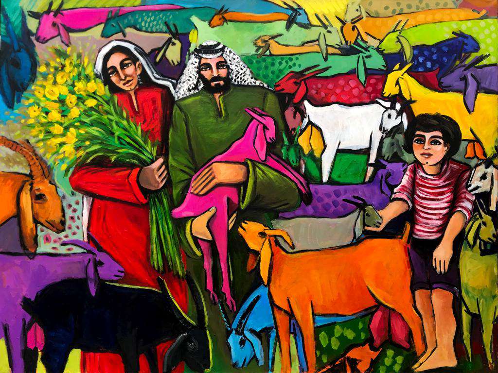 Mohammed Al Hawajri Back From the Pasture, 2021 Acrylic on canvas 150X200 cm