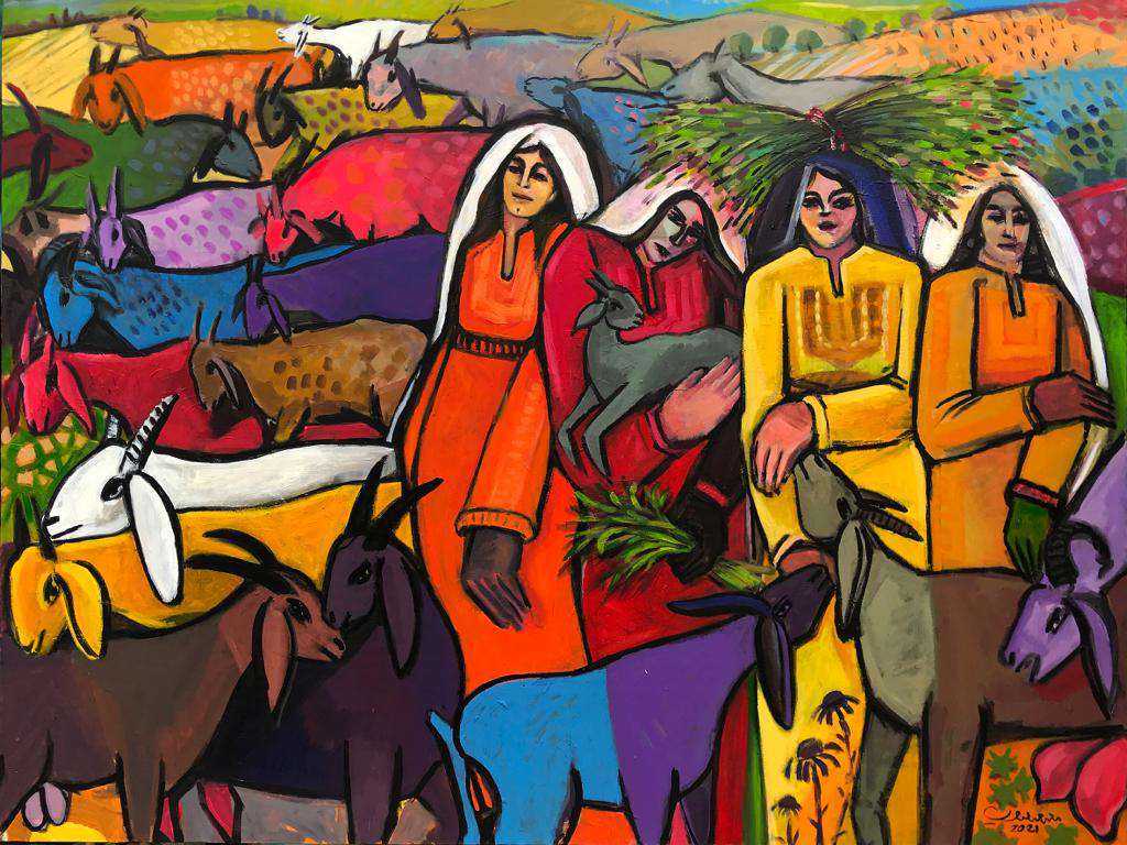Mohammed Al Hawajri Back From the Pasture 2, 2021 Acrylic on canvas 150X200 cm