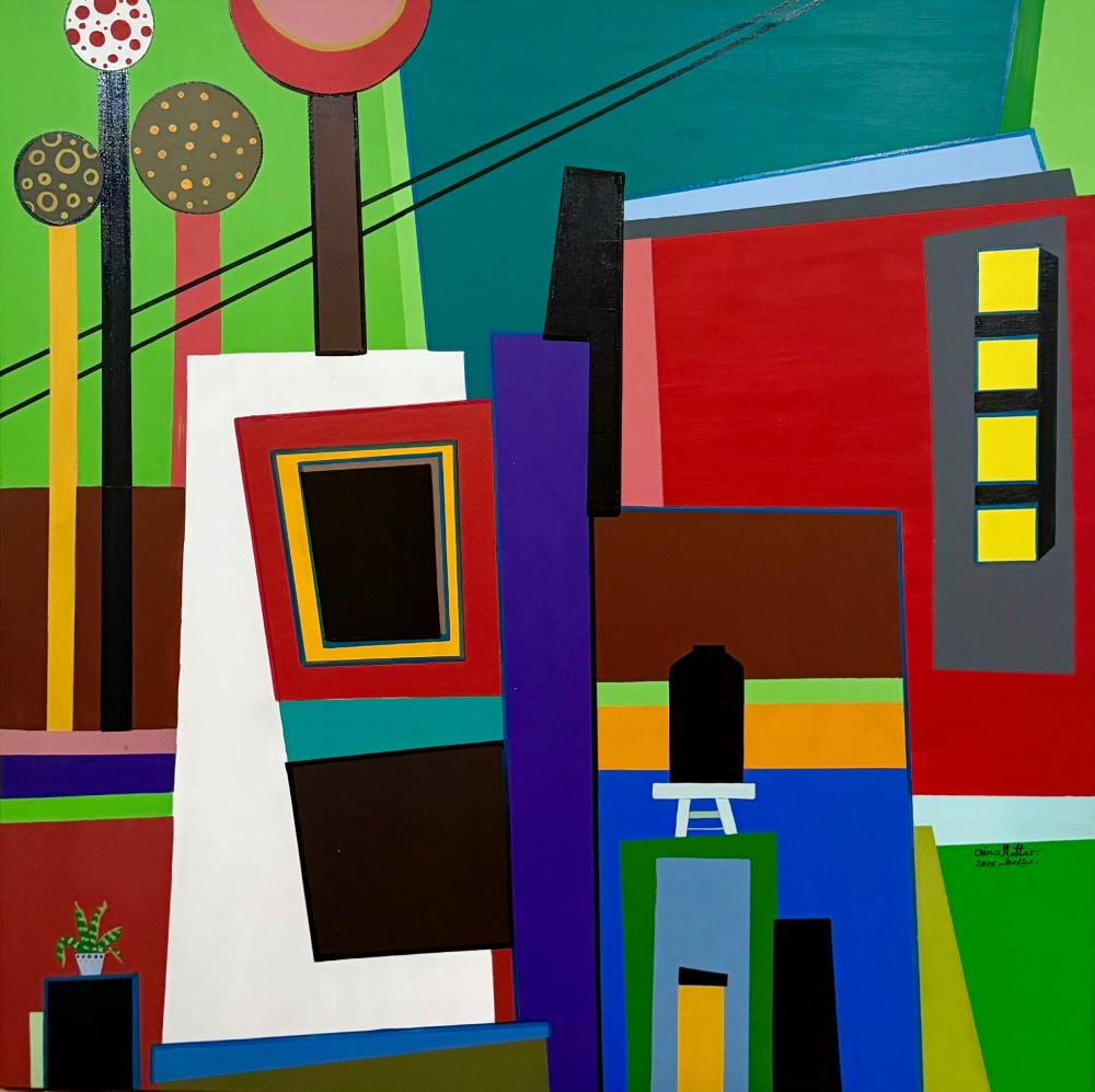 Dina Mattar Camp, 2025 Acrylic on canvas 100x100 cm Available