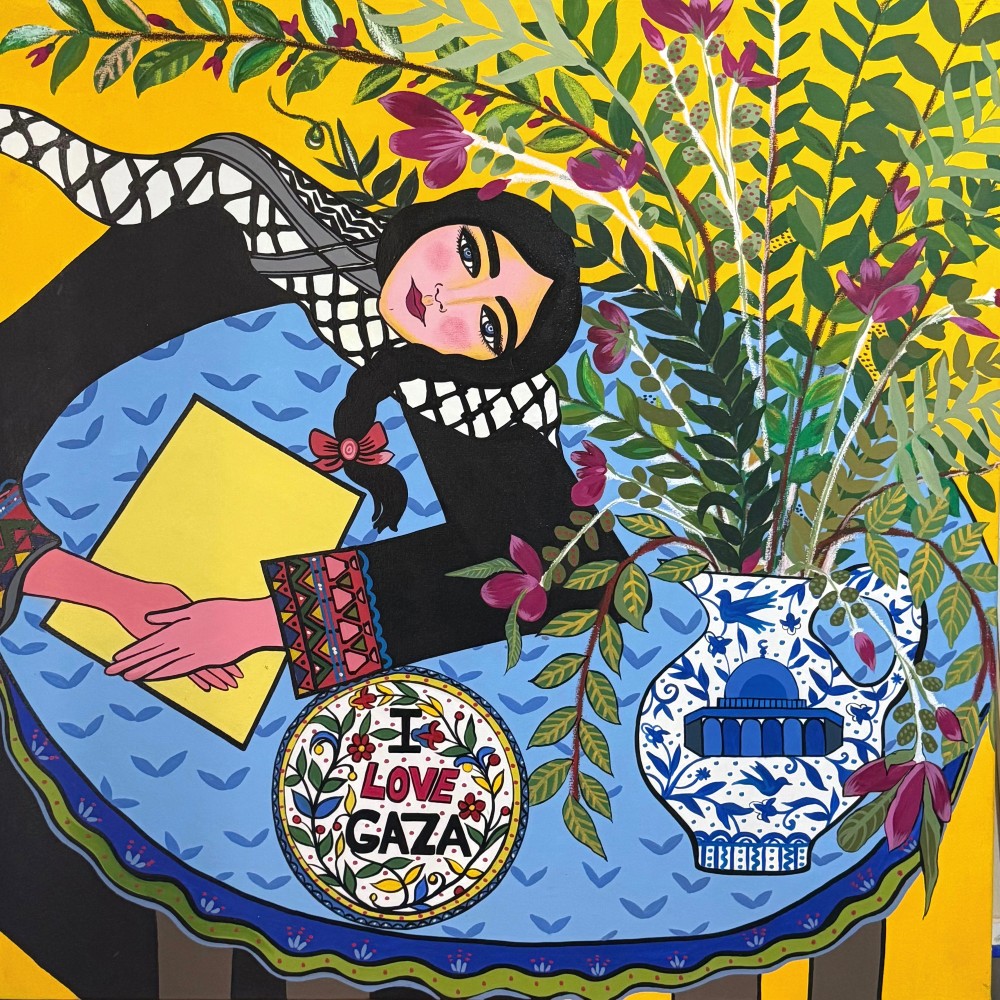 Dina Mattar My Mother's Diary , 2025 Acrylic on canvas 100x100 cm Sold