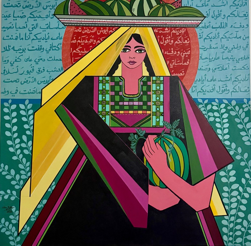Dina Mattar The Sun Fruits , 2025 Acrylic on canvas 120x120 cm Sold