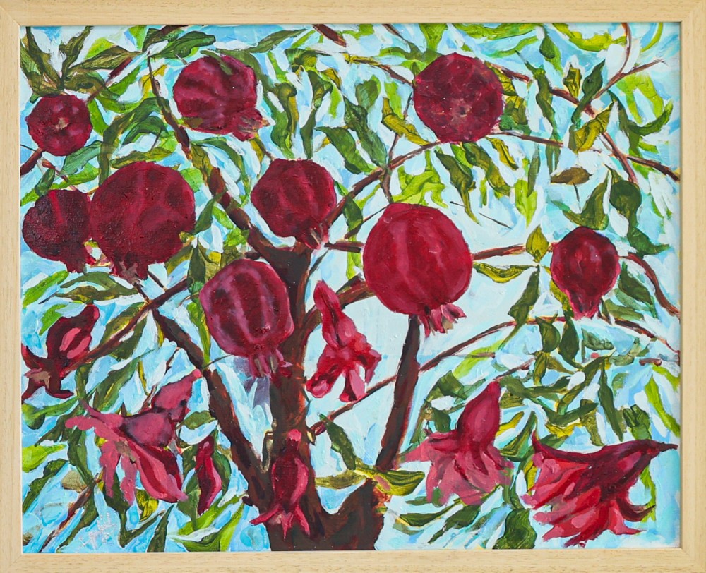 Inass Yassin Pomegranate Blossom 1, 2026 Oil on canvas 81x 50 cm