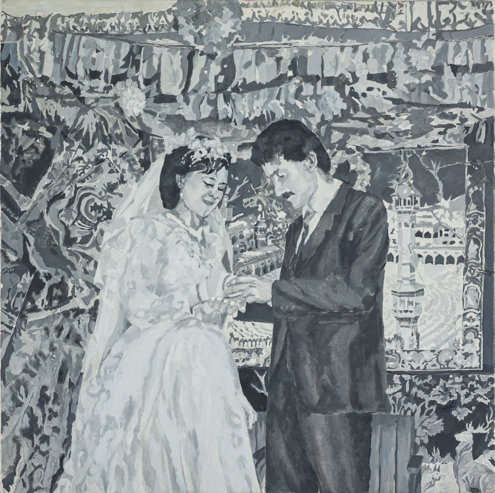 Inass Yassin Unmasked 3, 2020 Oil on Wood Panel 76x76 cm