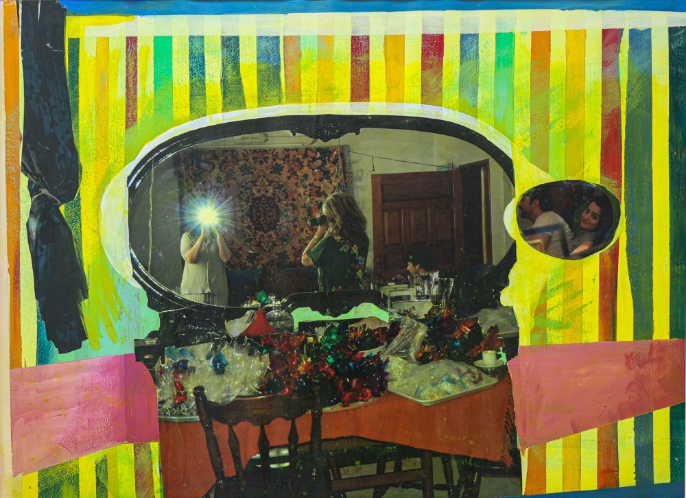 Inass Yassin Yellow Mirror, 2017 Collage, and acrylic on paper 56x76 cm