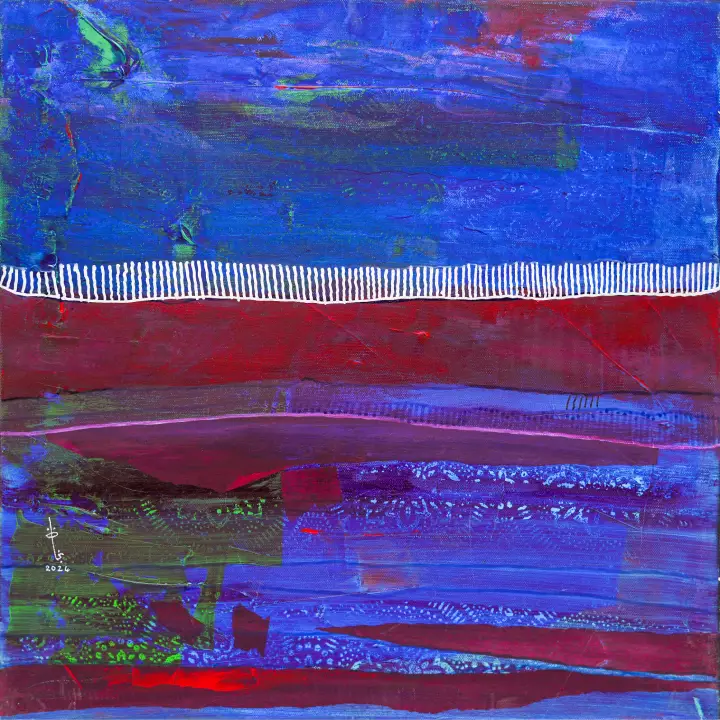 Najat makki Love Coast, 2024 Mixed media on canvas 50x50 cm