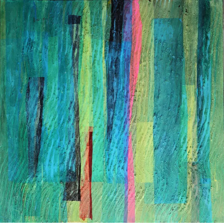 Color Rhythm, 2026, Collage on canvas, 80x80 cm