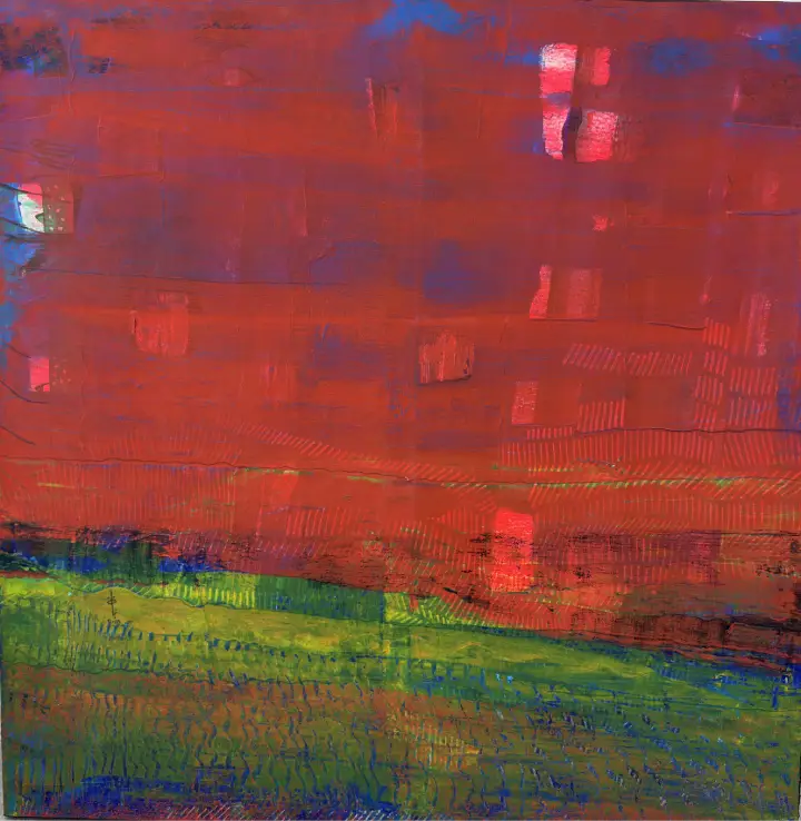 Najat makki Forgotten Cities , 2018 Mixed media on canvas 95x95 cm