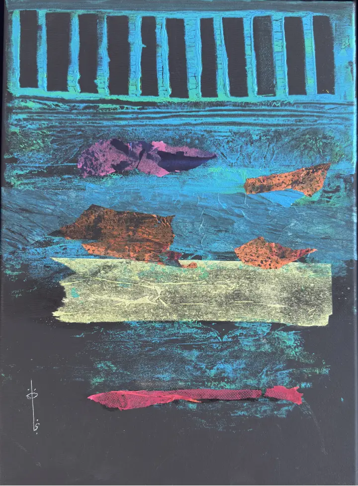 Najat makki Unforgotten Voice , 2001 Mixed media on canvas 40x30 cm